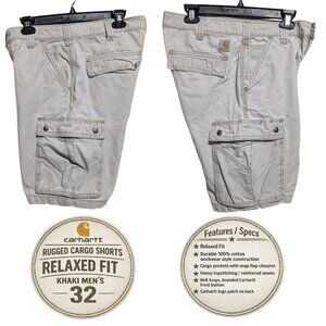 Carhartt Rugged Cargo Shorts Relaxed Fit Khaki Men’s 32 Cotton